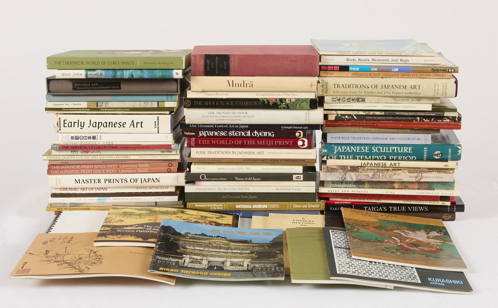 Group of Japanese Art & Culture Books: Group of books relating to the art, history, and culture of Japan. Including English and Japanese language books.Provenance: From the Distinguished Personal Collection of Dr. Robert Jacobsen.(Shipping