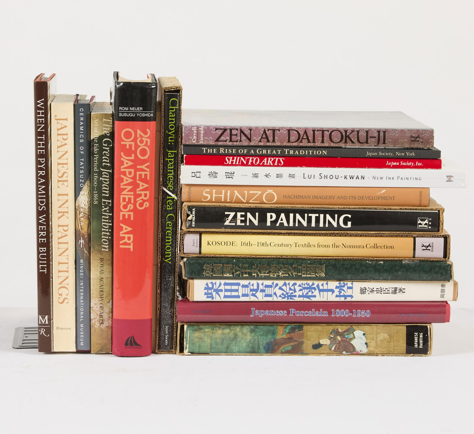 Group of Japanese Art Books: Group of books on Japanese art including topics such as: porcelain, zen painting, ink painting, tea ceremony, and more.Provenance: From the Distinguished Personal Collection of Dr. Robert Jacobsen.(Sh