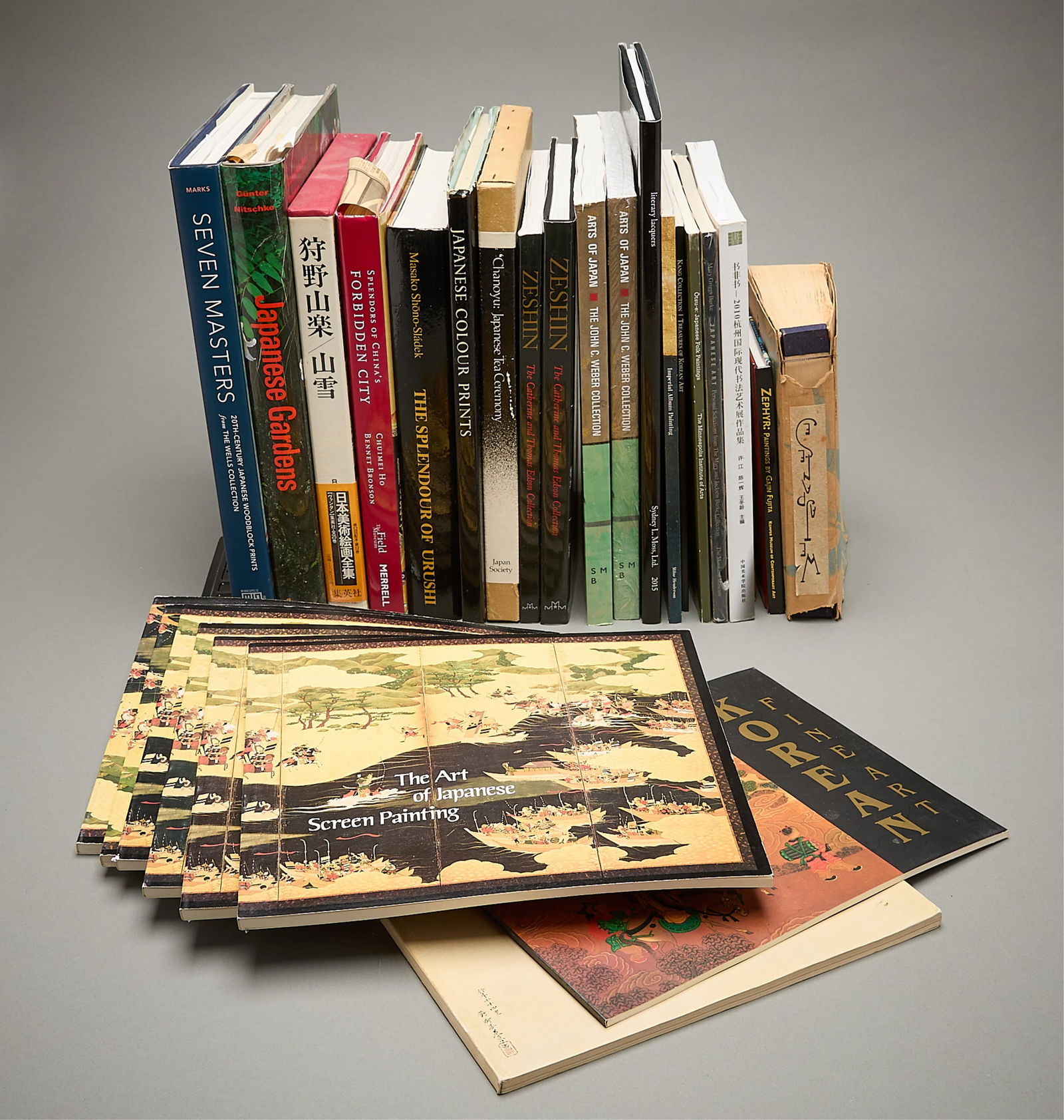 Group of Japanese Arts & Culture Books: Group of books covering the subject of Japanese arts and cultural traditions.Provenance: From the Distinguished Personal Collection of Dr. Robert Jacobsen.(Shipping dimensions) Height: 12 1/2 in x wid