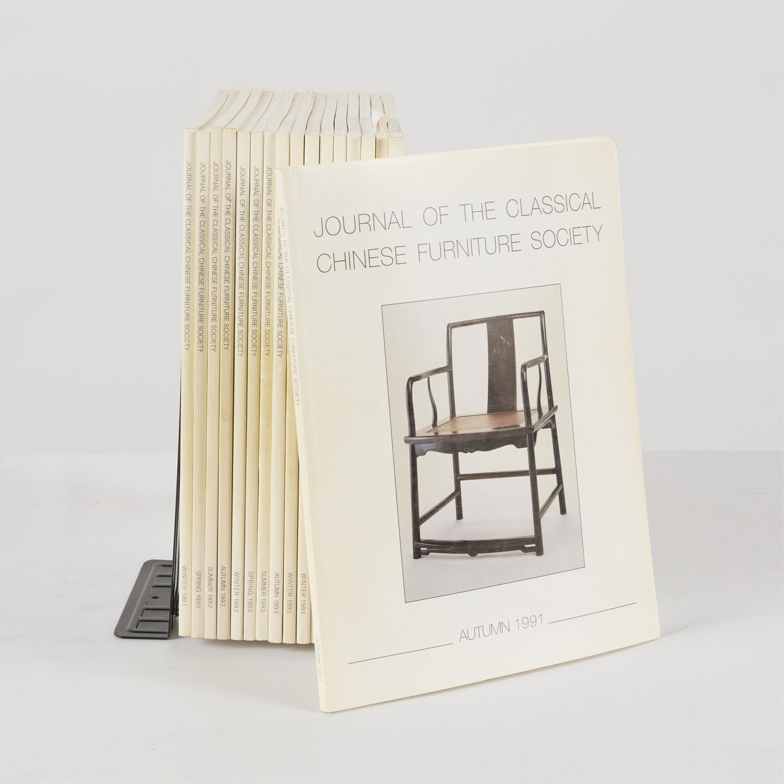 17 "Classical Chinese Furniture Society" Journals: Group of 17 quarterlies from the "Journal of the Classical Chinese Furniture Society," ca. 1990s.Provenance: From the Distinguished Personal Collection of Dr. Robert Jacobsen.(Shipping dimen