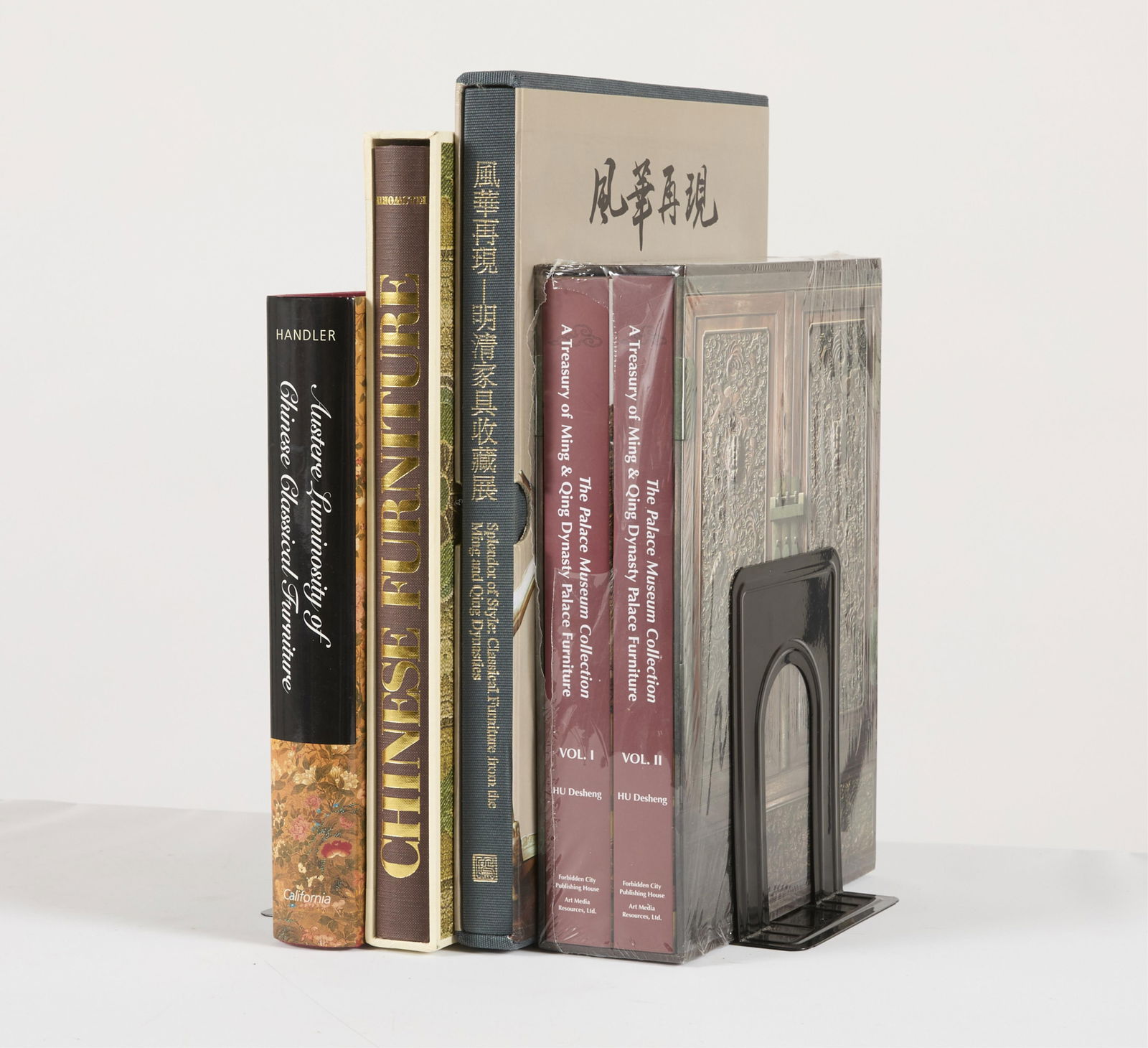 5 Chinese Antique Furniture Books: Group of five books on Chinese antique furniture.Provenance: From the Distinguished Personal Collection of Dr. Robert Jacobsen.(Shipping dimensions) Height: 12 1/2 in x width: 12 1/2 in x depth: 16 in