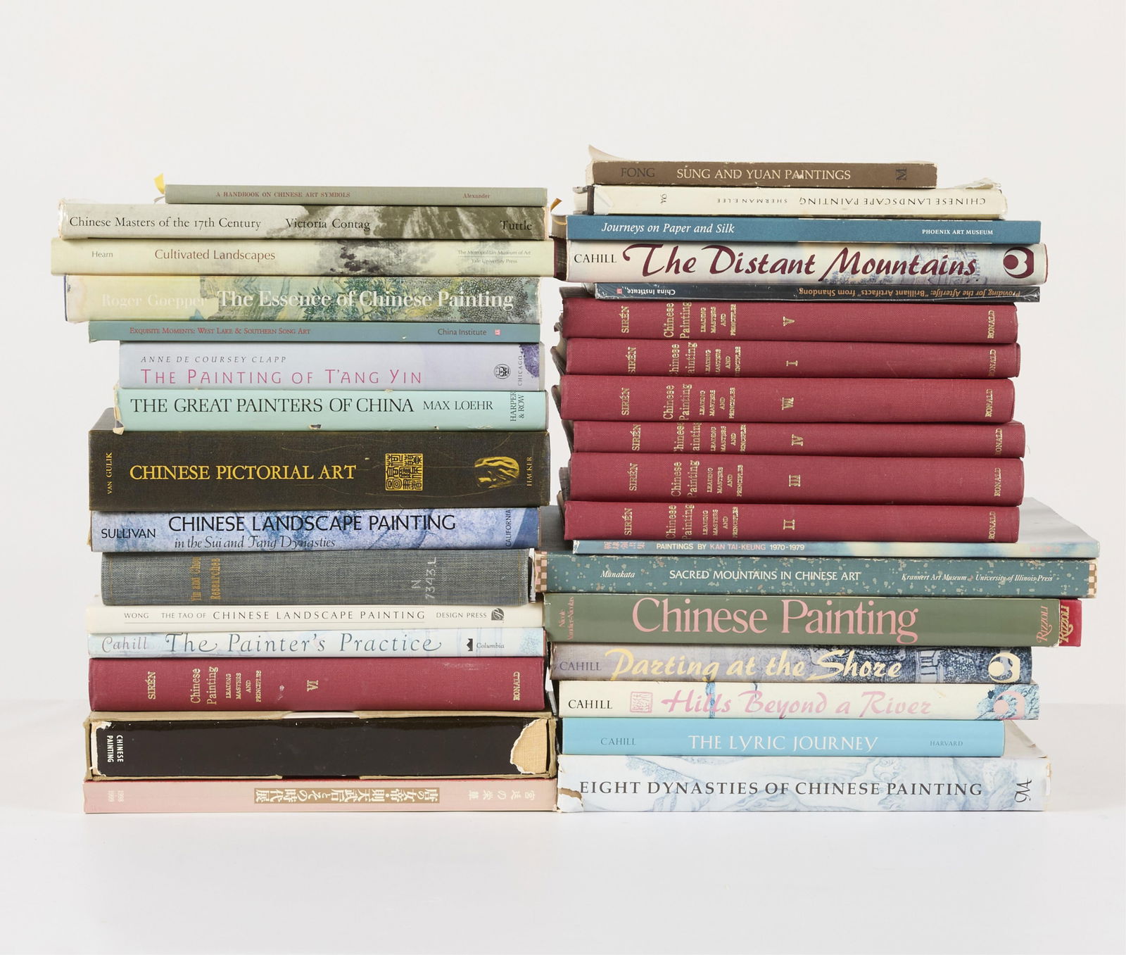 Group Chinese Painting & Art Books: Group of books on the subject of Chinese painting and art.Provenance: From the Distinguished Personal Collection of Dr. Robert Jacobsen.(Shipping dimensions) Height: 12 1/2 in x width: 25 in x depth: