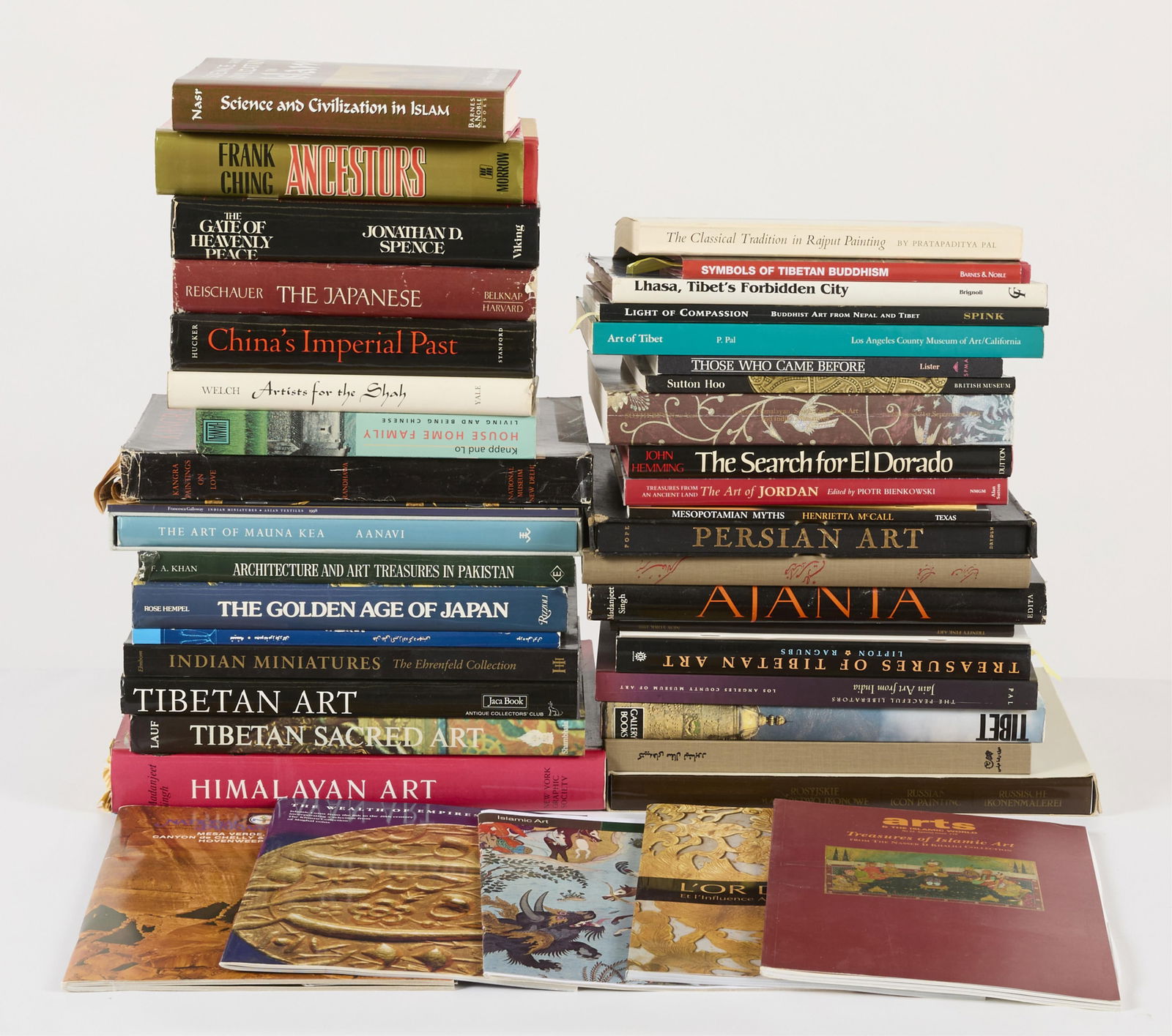 Group Assorted Asian Art & History Books: Group of assorted books on the topic of Asian art including the art from Japan, Tibet, China, Persia, and more.Provenance: From the Distinguished Personal Collection of Dr. Robert Jacobsen.(Shipping d