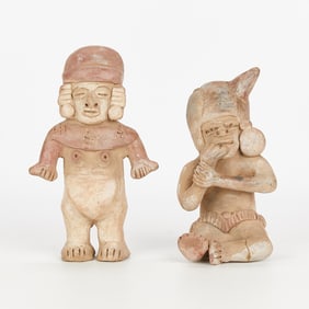 2 Pre-Columbian Style Figural Pottery Sculptures