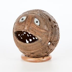 Mexican Folk Art Bugbear Carved Coconut Shell