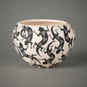 John F. Aragon Acoma Pueblo Ceramic Lizard Pot
