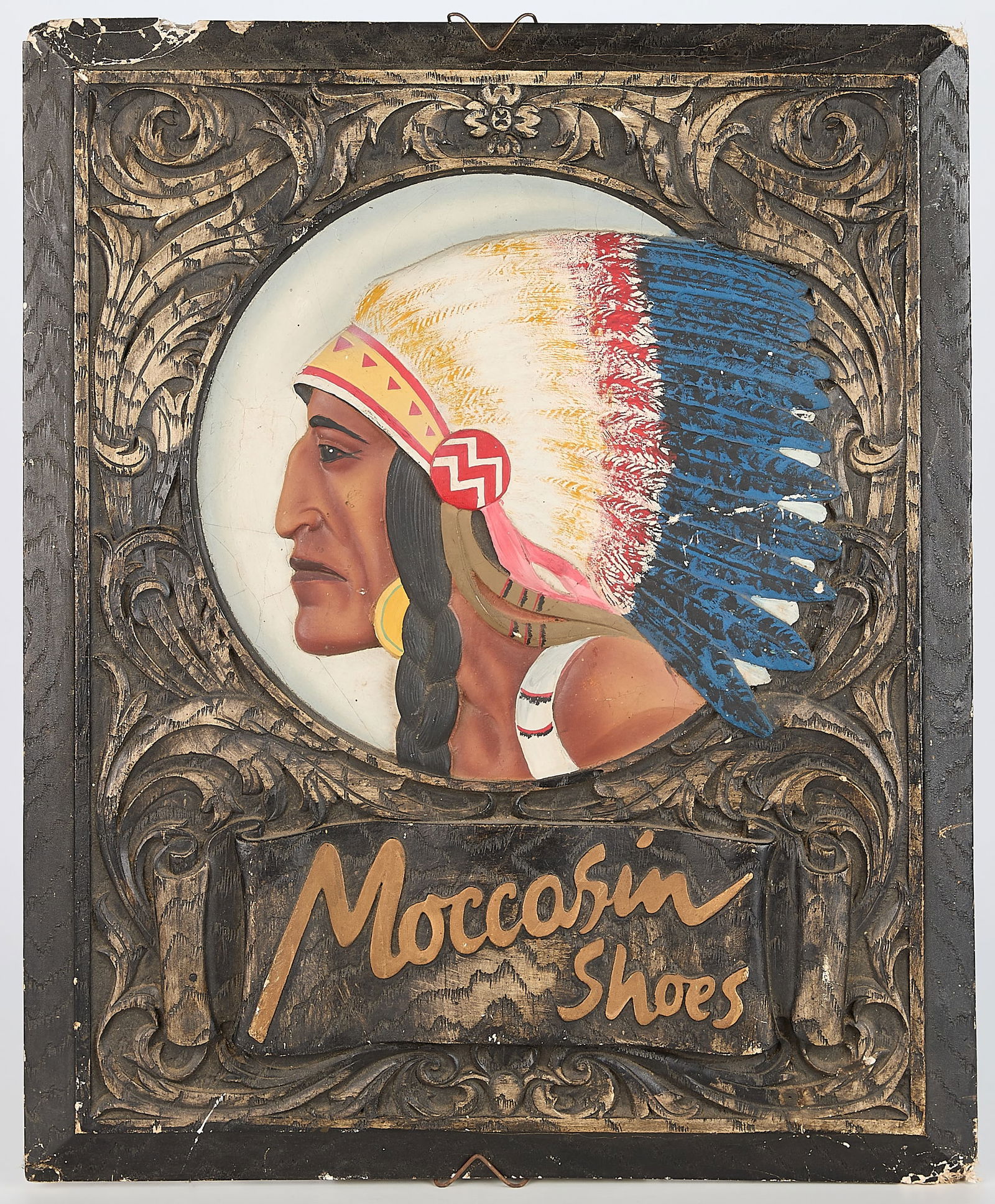 Vintage "Moccasin Shoes" Painted Advertisement (1 of 3)