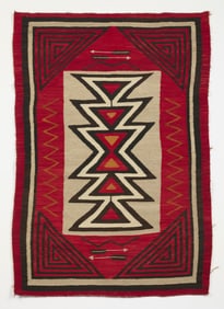 Dine Navajo Ganado Wool Rug Textile 4'7"x 3'1"