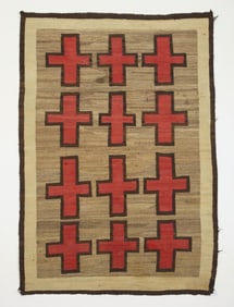 Navajo Wool Ganado Cross Rug Textile 6'4"x4'4"