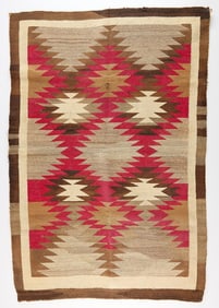 Dine Navajo Wool Crystal Rug Textile 4'4" x 3'