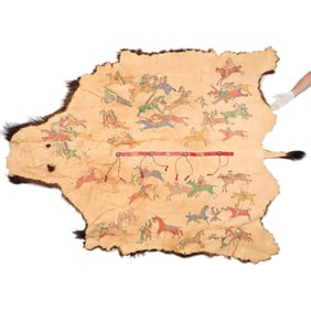 Native American Style Painted Bison Hide