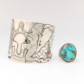 Silver Taxco Cuff & Navajo Ring