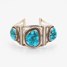 Navajo Turquoise Bracelet Cuff - Signed