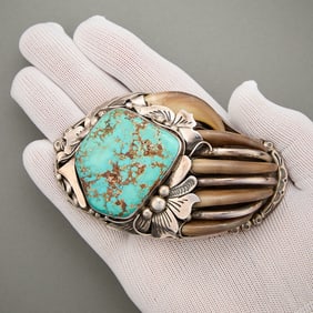 E. Piaso Sterling & Bear Claw Belt Buckle