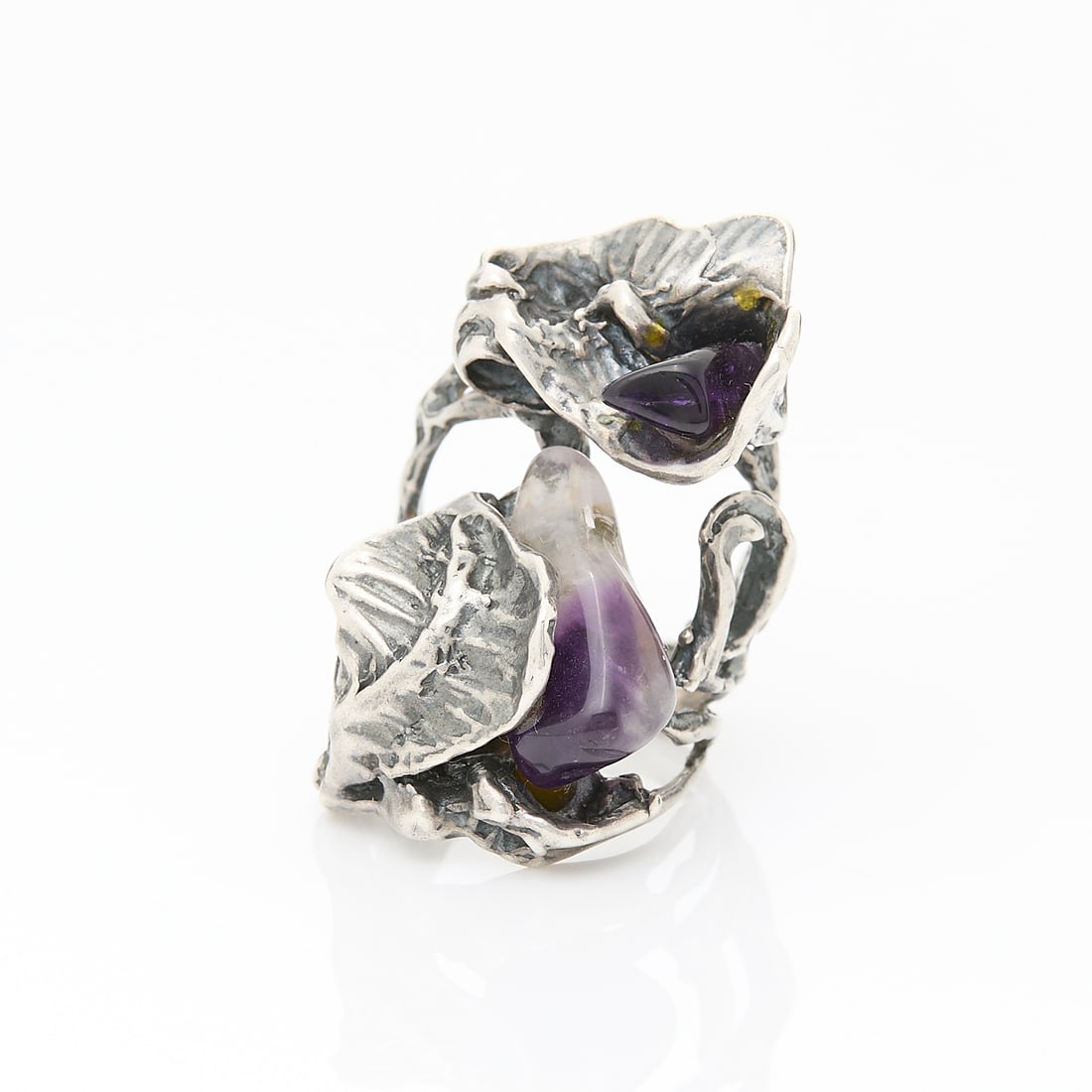 Freeform Sterling Floral Amethyst Ring Sz 7 (1 of 5)