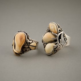 2 Grandfather Eagle Elk Teeth Rings