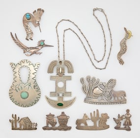 Group of 11 Pcs Mexican Silver