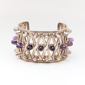 Taxco 950 Silver & Amethyst Bracelet