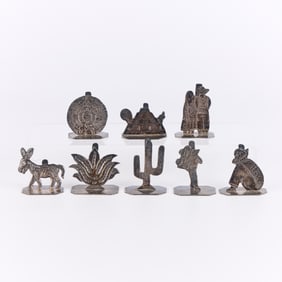 8 Sanborns Mexican Sterling Place Card Holders