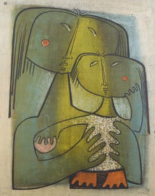 Angel Botello "Mother and Child" Linocut
