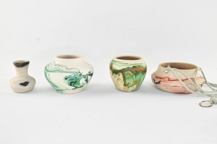 3 Nemadji Pottery Vases, 1 Other