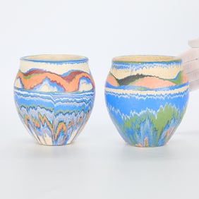 2 Ozark Roadside Tourist Marbled Pots