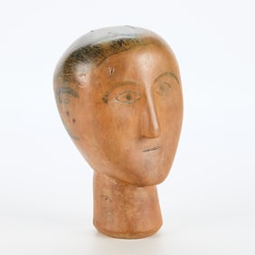19th c. Folk Art Wood Head