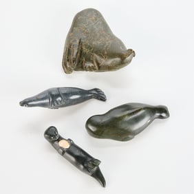 4 Inuit Carved Stone Pinnipeds