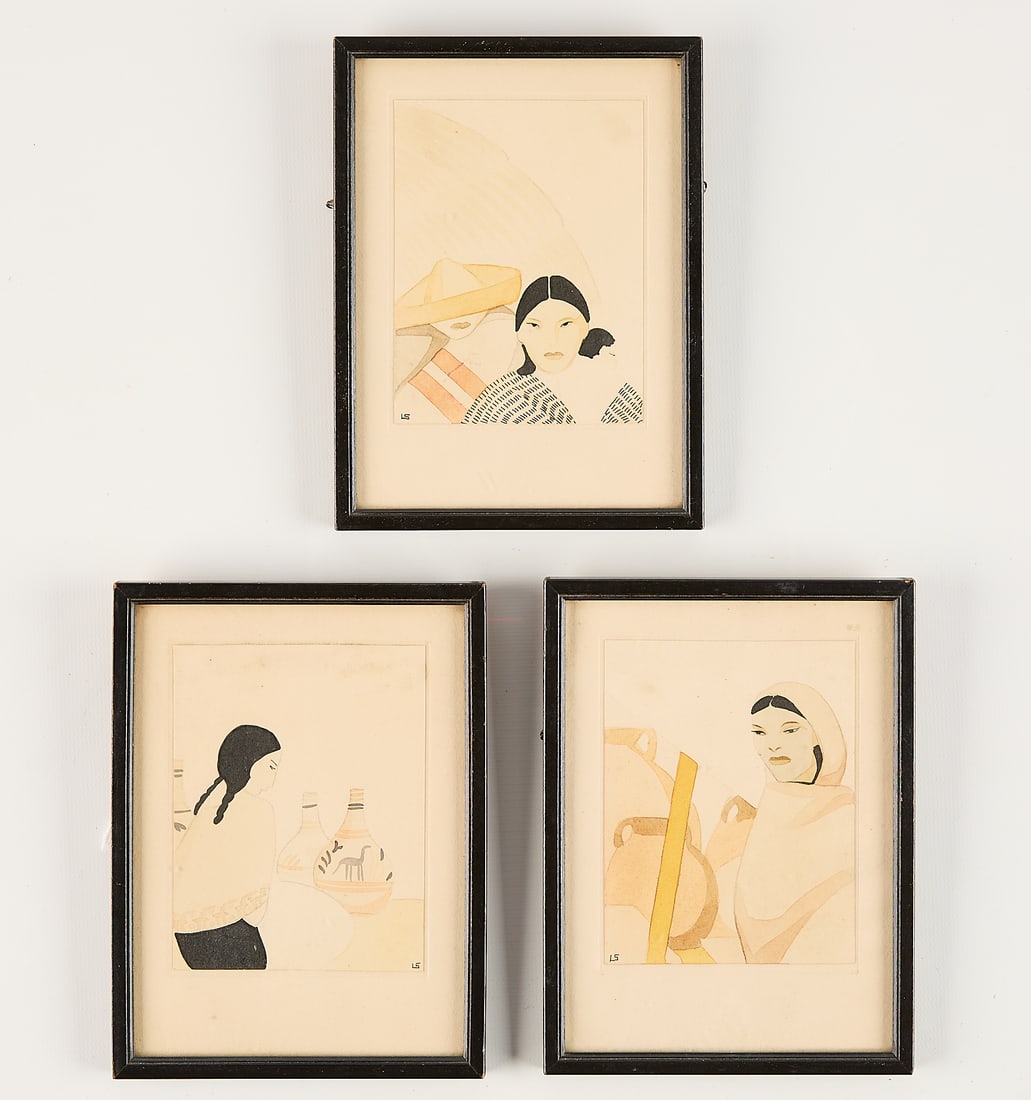 3 Small Mexican Prints Signed LS (1 of 5)