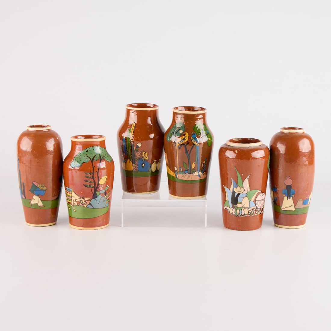 6 Mexican Tlaquepaque Redware Pottery Vases (1 of 9)