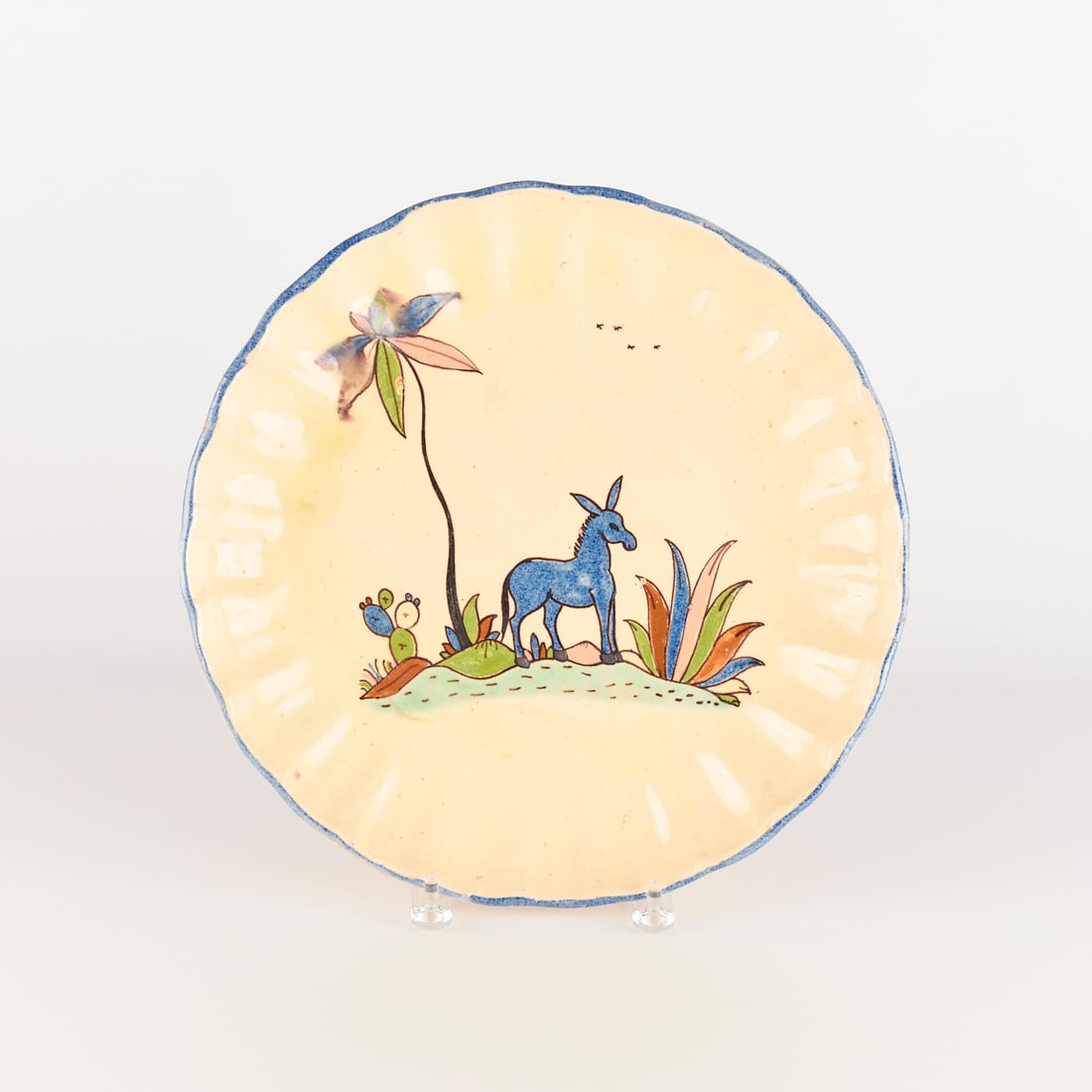 Lrg Mexican Tlaquepaque Pottery Scalloped Charger (1 of 3)