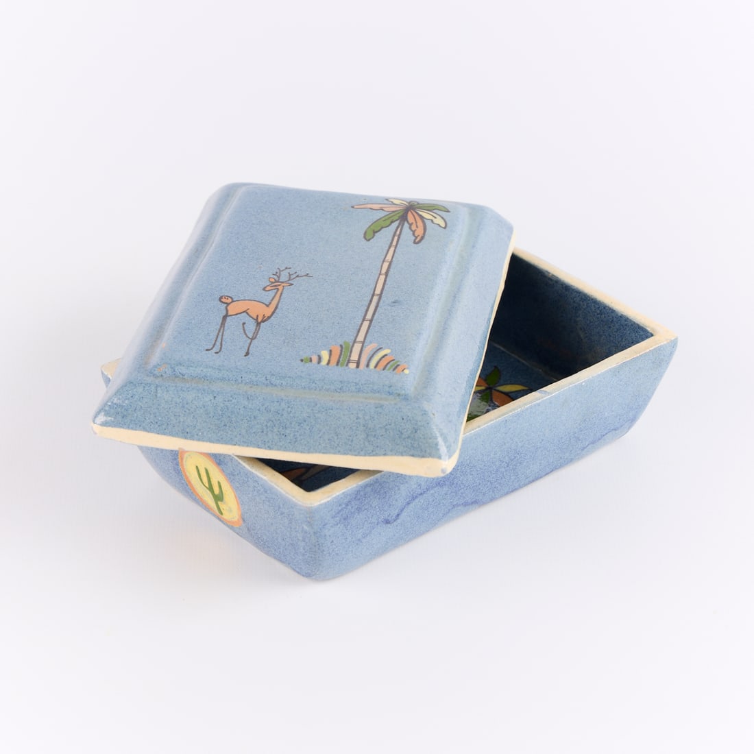 Vtg Mexican Blue Tlaquepaque Pottery Trinket Box (1 of 5)