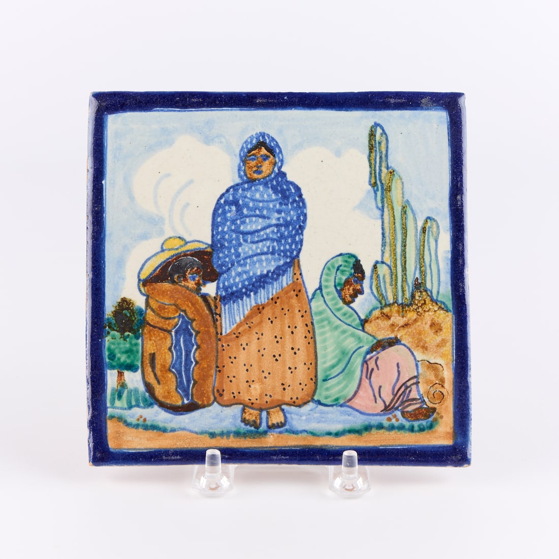 Attributed Uriarte Talavera Pottery Pictorial Tile (1 of 3)