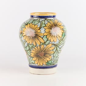 Rugerio Mexican Talavera Pottery Floral Vessel