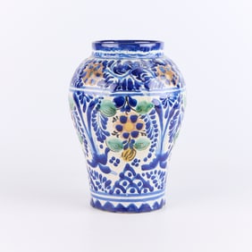 Vintage Mexican Talavera Pottery Jar Vase