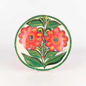 Mexican Burnished Tonala Ceramic Floral Charger