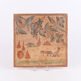 Lrg Rare Mexican Tonala Pottery Pictorial Tile 9"