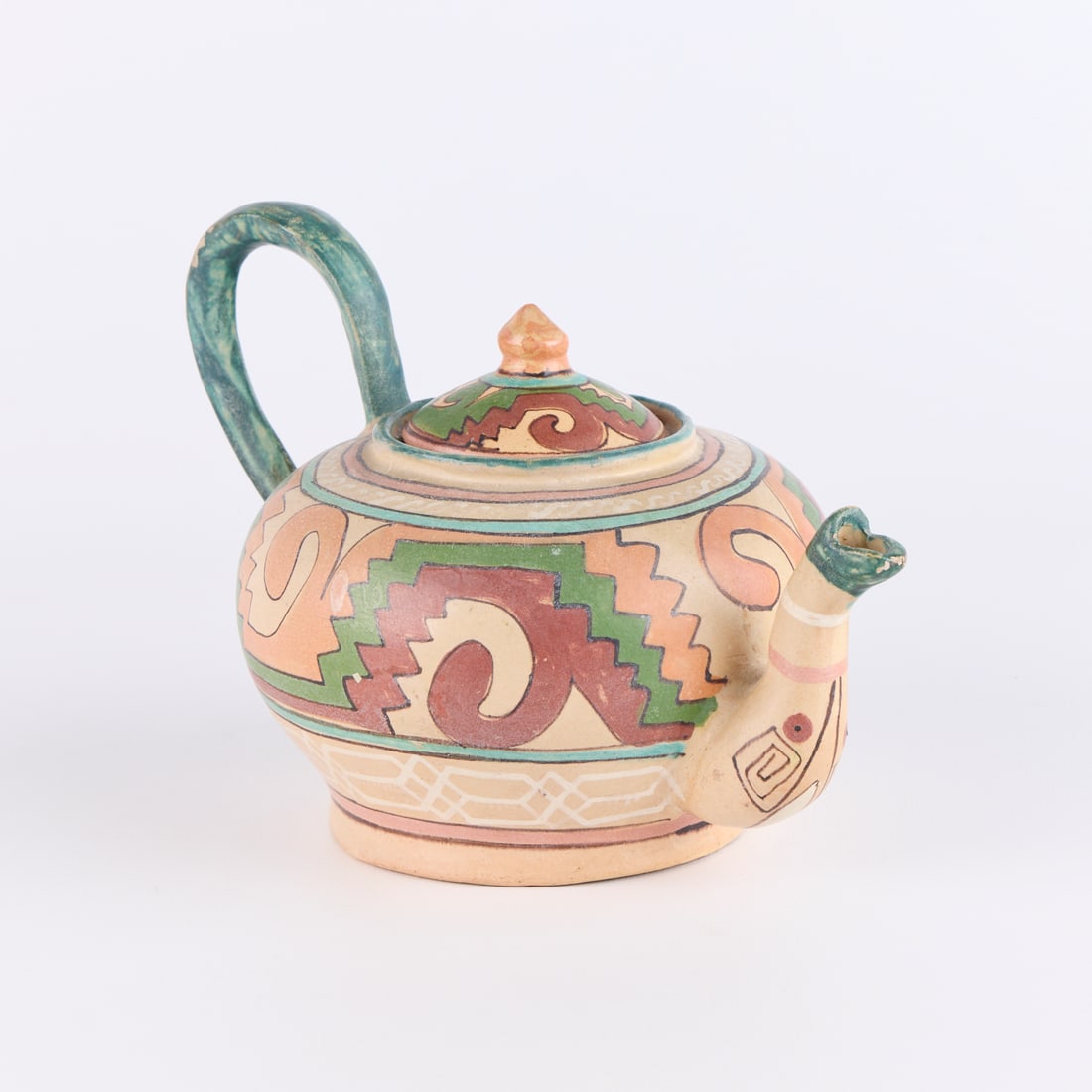 Rare & Unique Mexican Opaco Pottery Teapot (1 of 5)