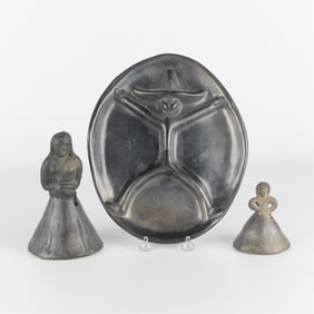 3 Mexican Barro Negro Pottery Items