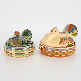 2 Mexican Tlaquepaque Pottery Turkey Casseroles