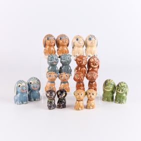 20 Mexican Tlaquepaque Pottery Dog S&P Shakers