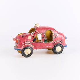 Candelario Medrano Burnished Ceramic Folk Art Taxi