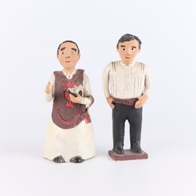 2 Attr. Josefina Aguilar Pottery Priest Figures