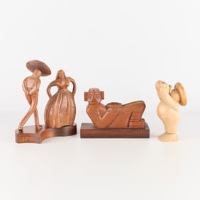 3 Jose Pinal Mexican Folk Art Wood Carvings