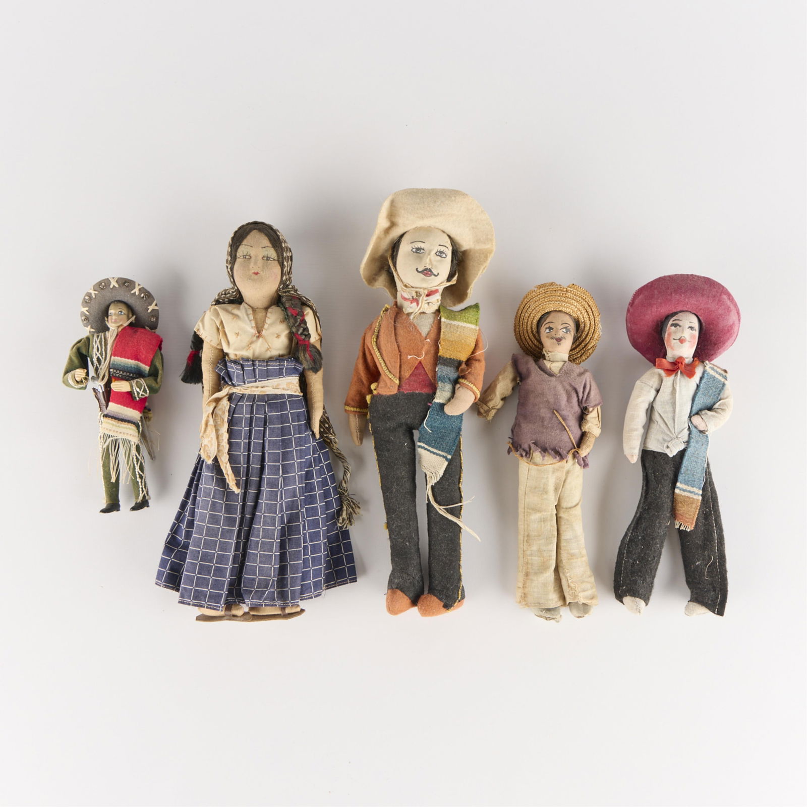 5 Vintage Mexican Folk Art Cloth Dolls (1 of 3)