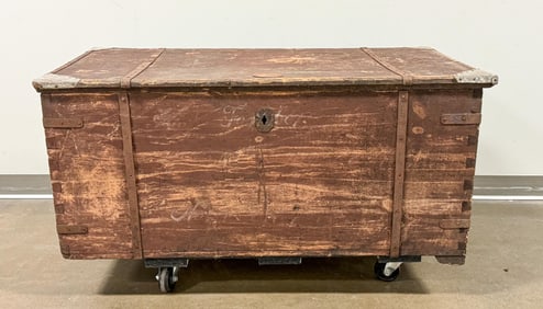 Antique Dovetail Wooden Chest w/ Branding