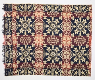 Antique Newark Ohio Wool Coverlet Blanket 1839