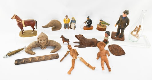 Unique Antique Folk Art Carvings