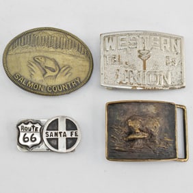 Vintage Belt Buckles - Railroad, Route 66, Western Union, Wildlife