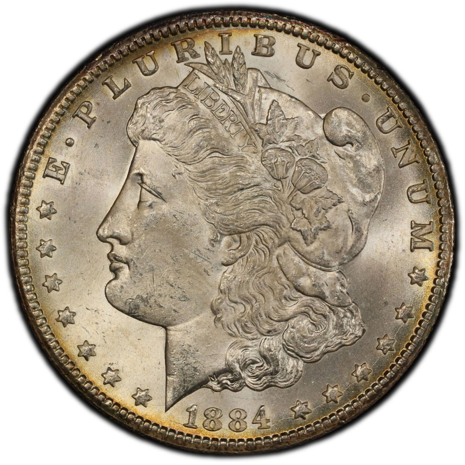 1884-CC Morgan Silver Dollar PCGS MS63 Rainbow Hue (1 of 4)